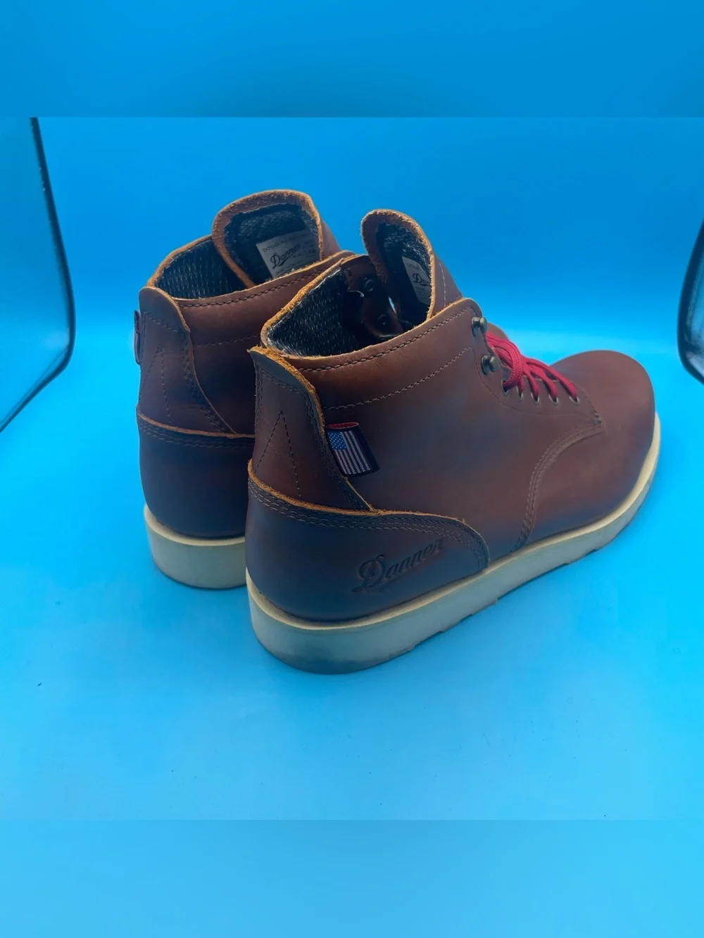 Danner Brown Leather Chukka Boots with Red Laces